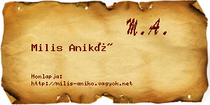 Milis Anikó névjegykártya